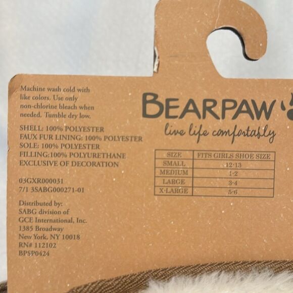 Bearpaw Slippers Girls Small 12 - 13 Fleece Lined - Picture 2 of 4